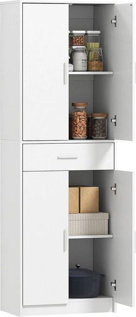 HOMCOM Küchenschrank in Weiß, moderner Vorratsschrank aus Spanplatte und MDF mit Türen und Schubladen, B/T/H: 60 x 35 x 180 cm - Bild 1