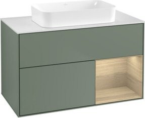 V&B Waschtischunterschrank Finion Wandbeleuchtung in Eiche mit lackierter Oberfläche, Breite: 100 cm, Tiefe: 60,3 cm - Bild 1