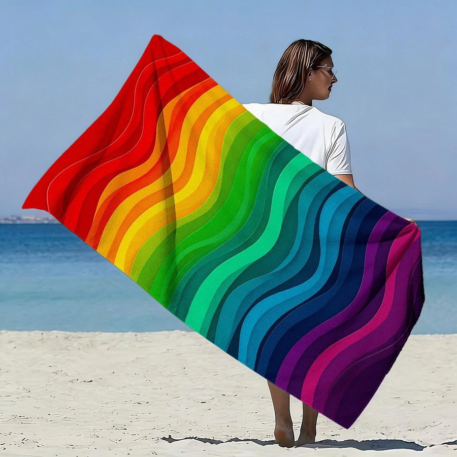 Shanika Chen Strandtuch Regenbogenstreifen Multicolor B: 40 cm, H: 60 cm - Bild 3
