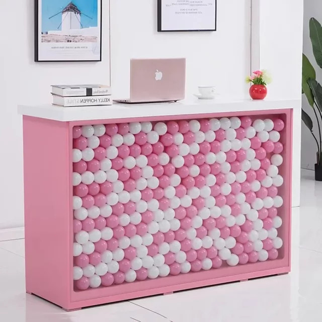 DUTRIEUX Rezeptionstheke im skandinavischen Design für Salon oder Home Office, Weiß oder Pink - Bild 1