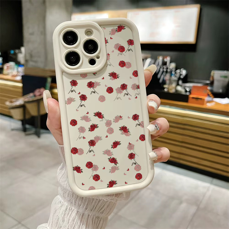 TUNEDEE Silikon Handyhülle mit Rosen-Design für iPhone 11 12 13 14 15 Pro Max XR XS X 7 8 Plus SE 2020 in Pink - Bild 2
