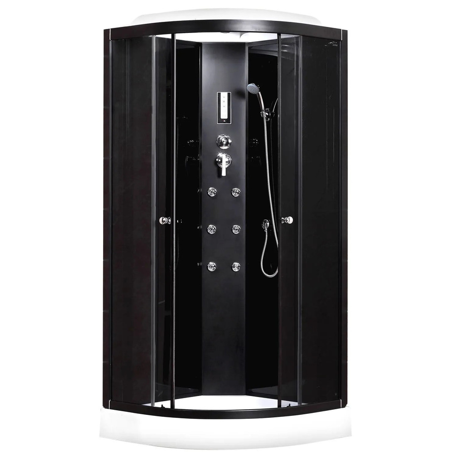 Kerra Hydromassagekabine Oviedo Eckdusche mit flacher Duschwanne, Schwarz, B/T: 89 x 89 cm, Höhe: 220 cm, mit Handbrause, Kopfbrause und LED-Beleuchtung - Bild 2