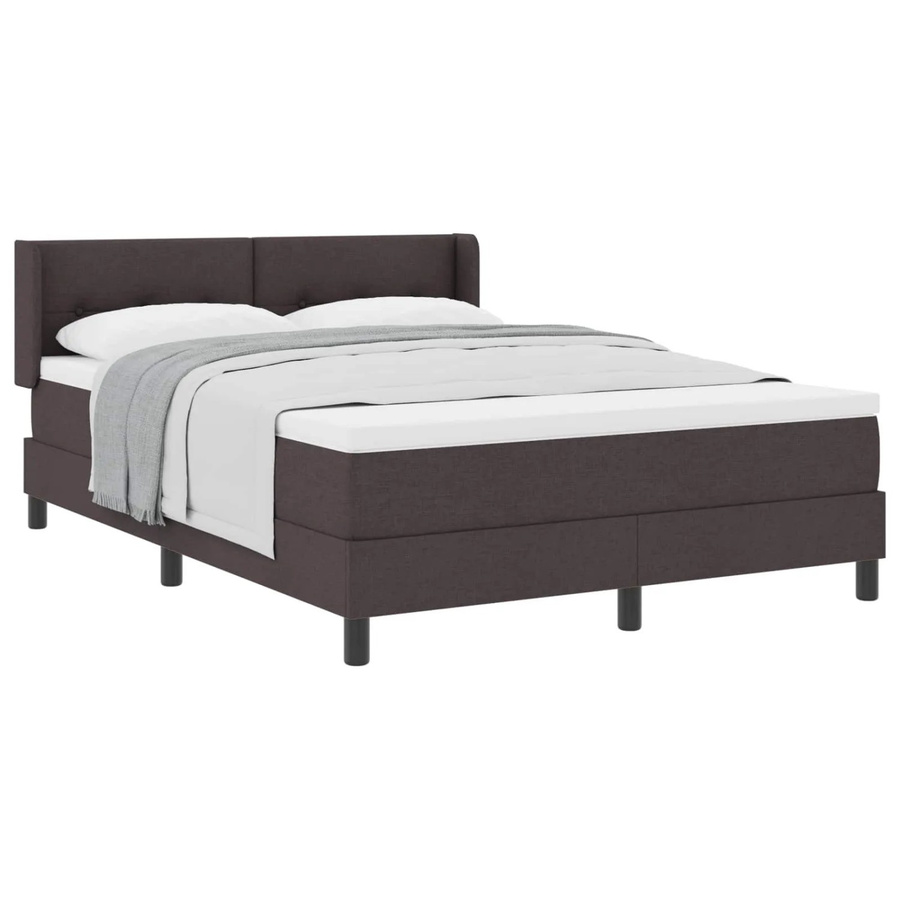 vidaXL Boxspringbett mit Matratze in Dunkelbraun, Hybrid-Modell aus Holz und Textil, B/T: 140 x 190 cm - Bild 2