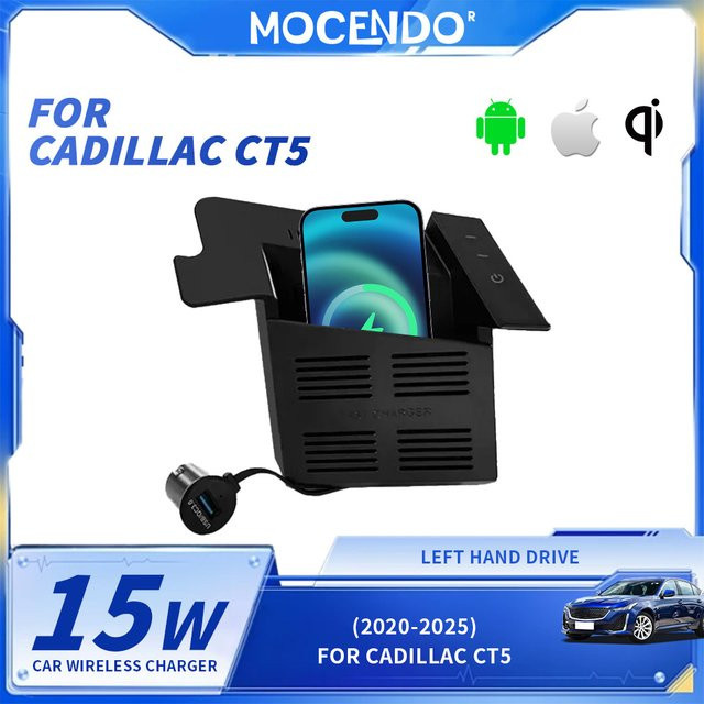 MOCENDO Kabelloses Schnelllade-Ladegerät für Cadillac CT5 2020-2025 in Schwarz - Bild 1