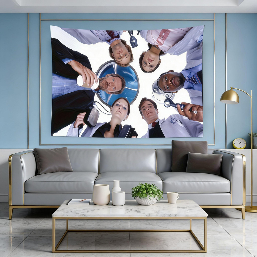 House Doctor Wandteppich TV-Serie Filmplakat mit Fischgrätmuster in Multicolour, Breite: 74 cm, Höhe: 94 cm - Bild 2