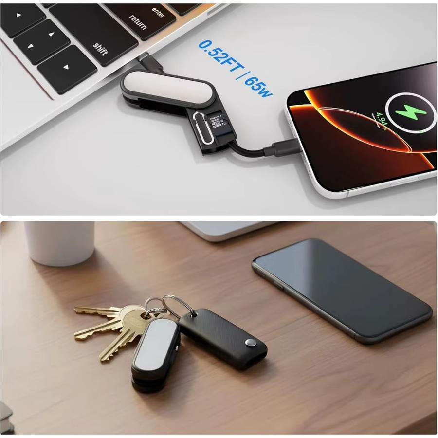 BUDI 65W USB-C-auf-USB-C-Schnellladekabel mit Demontagewerkzeug und Kartenhalter in Schwarz - Bild 6