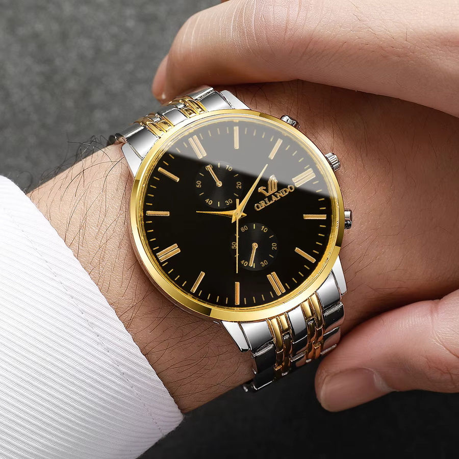 yolako Armbanduhr, Quarz, Edelstahl, Schwarz, Silber, Herren - Bild 3