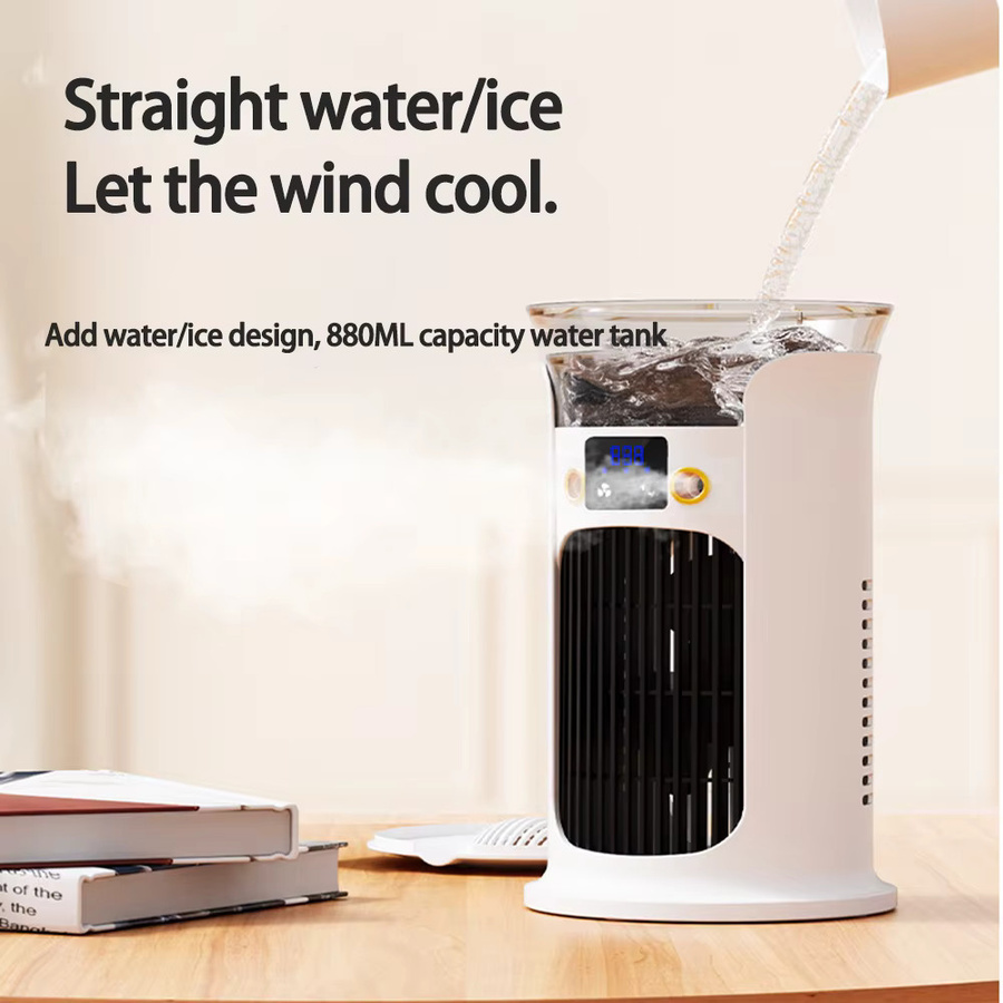 Houselin Mini Tragbare Klimaanlage und Luftbefeuchter mit USB-Anschluss und Nachtlampe in Grün und Weiß - Bild 3