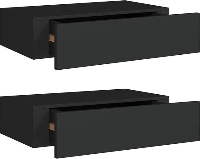 vidaXL Wandregale mit Schubladen 2er Set Schwarz B/T/H: 40 x 23,5 x 10 cm - Bild 1