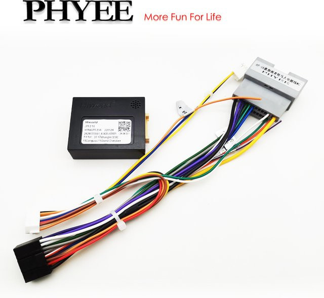 PHYEE Funk-Kabelbaum-Adapter CAN-Bus-Decoder-Box 16-polig auf 22-polig in Schwarz für Jeep Wrangler Cherokee Compass Dodge Journey Ram 1500 - Bild 1