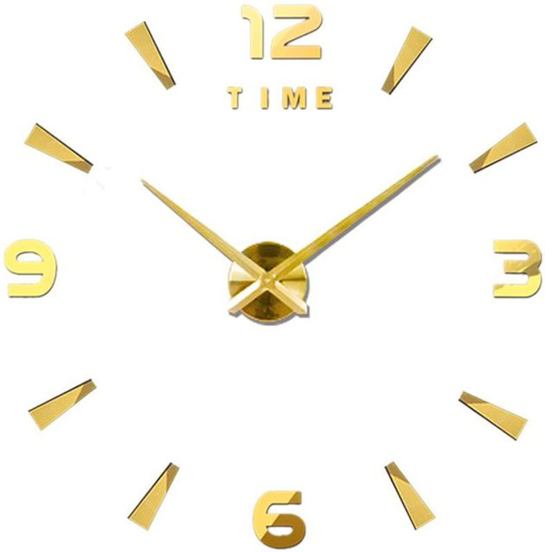 Igeteck 3D Wanduhr ohne Rahmen in Gold, Silber oder Schwarz, geräuschlose analoge Quarz-Uhr aus Metall und Kunststoff mit geometrischem Design - Bild 1