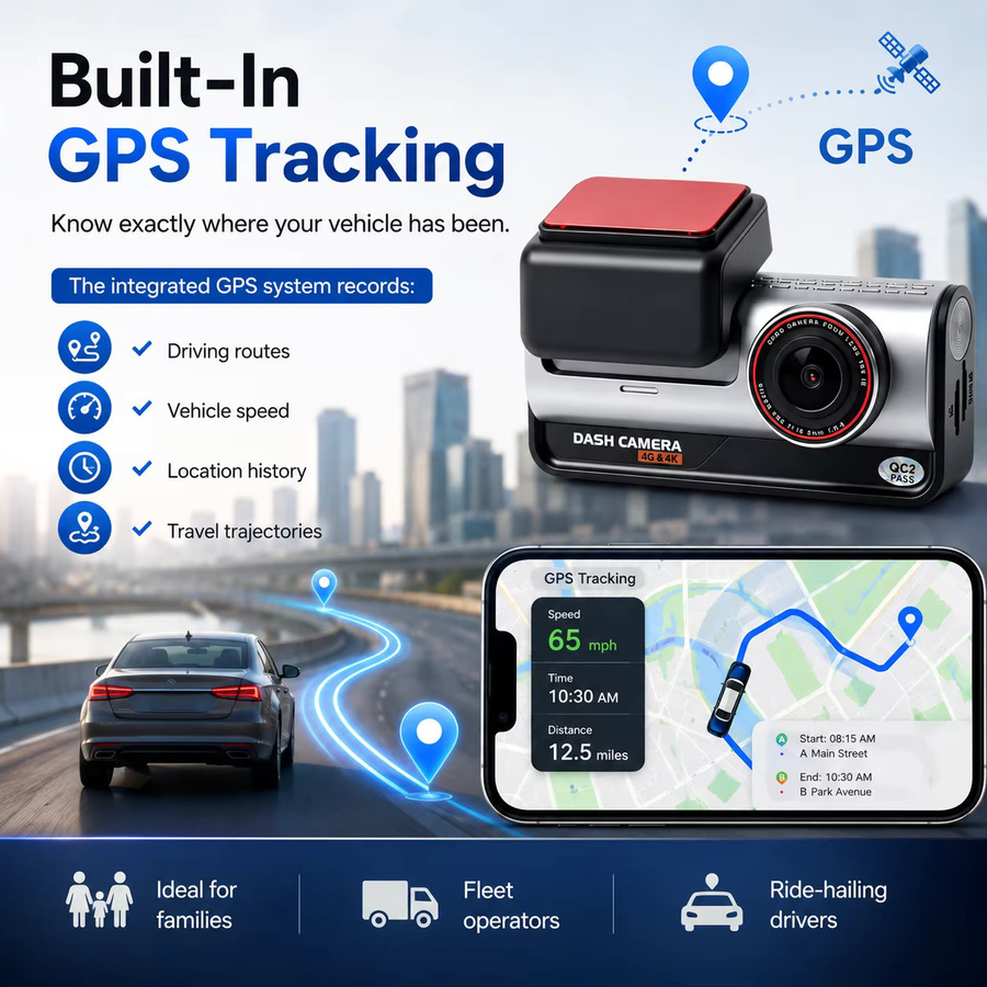 Bluavido 4G LTE 4K Ultra HD Dual-Dashcam mit GPS, WLAN-Hotspot, ADAS und 24-Stunden-Parkmodus in Schwarz - Bild 5
