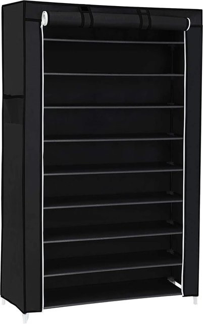 Songmics Schuhregal mit 10 Ebenen und staubdichter Abdeckung in Schwarz, B/T/H: 88 x 28 x 160 cm - Bild 1