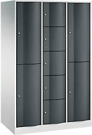 C+P Kombi-Schließfachschrank Resisto mit 3 Abteilen und 9 Fächern, Lichtgrau/Anthrazitgrau, B/T/H: 114,8 x 64,0 x 195,0 cm - Bild 1