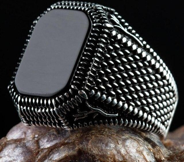 Ring Türkisperlenring, Zirkonia, Silber, Unisex, Vintage - Bild 1