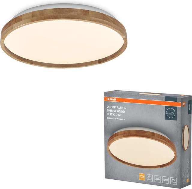 OSRAM ORBIS Alison LED Deckenleuchte in Holzdekor Braun, 16W, dimmbar, Durchmesser: 29,5 cm - Bild 1