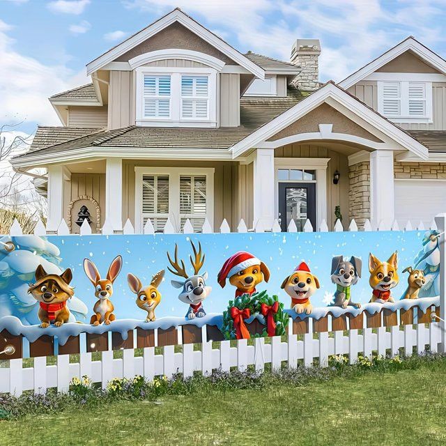 VIKAMA Weihnachtshintergrund mit Tier-Motiv, Multicolor, Banner für Party und Fotografie - Bild 1