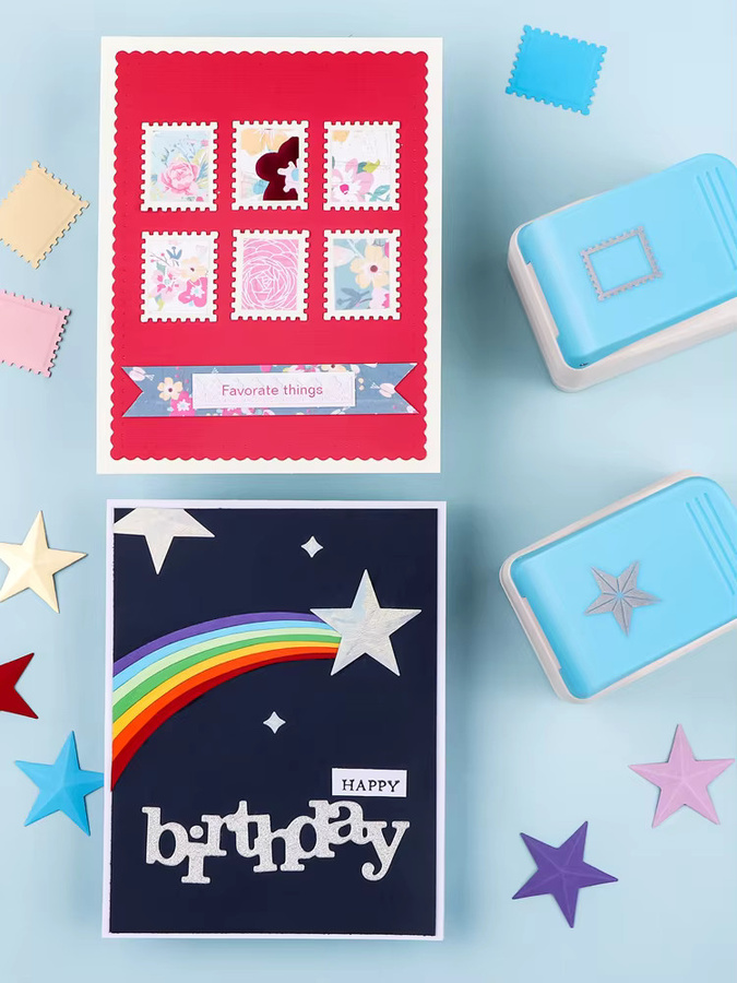 Sternstanzer und Briefmarken-Prägeschlag aus Kunststoff für Scrapbooking, Journaling und DIY-Papierhandwerk - Bild 2
