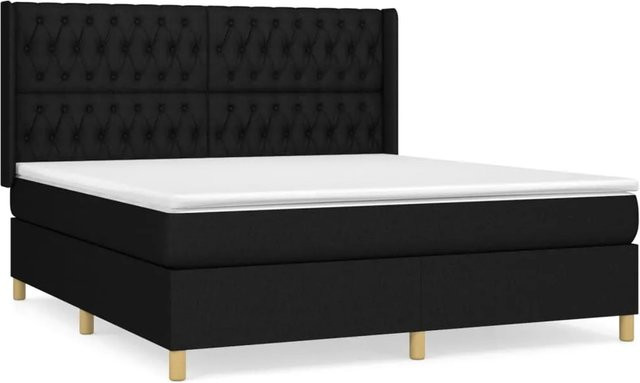 vidaXL Hybrid-Boxspringbett mit Matratze und Kopfteil in Schwarz, B/T/H: 180 x 200 x 118 cm - Bild 1