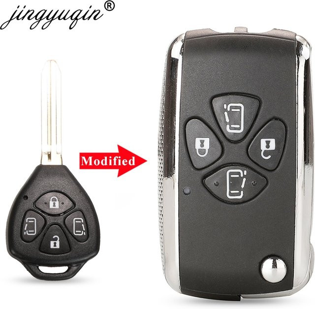 Upgrade Flip Schlüssel Gehäuse mit 3/4 Tasten für Toyota Alphard Corolla RAV4 Yaris Prado Camry Crown Avalon in Schwarz von jingyuqin - Bild 1