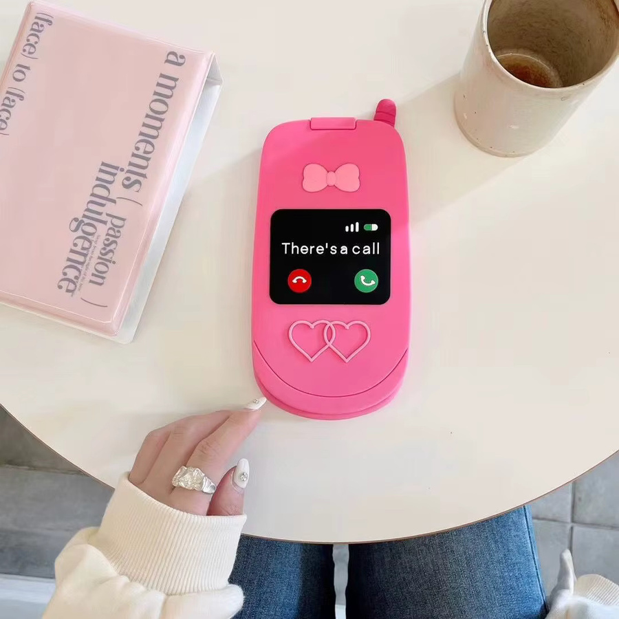 K'try Handyhülle mit 3D Schleife und Klappspiegel aus Silikon in Pink für iPhone 12 bis iPhone 17 Pro Max - Bild 5