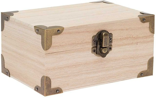 Rico Design Holz-Schatztruhe aus Paulownie in Braun, B/T/H: 14 x 10 x 7 cm - Bild 1