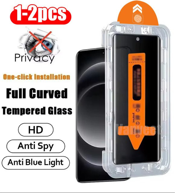 Privatsphäre Displayschutzfolie aus gehärtetem Glas mit oleophober Beschichtung für Xiaomi Redmi Note 14 13 Pro 12S 11 11S 10 10S 9S 15C 14C 13C 12C, transparent - Bild 1
