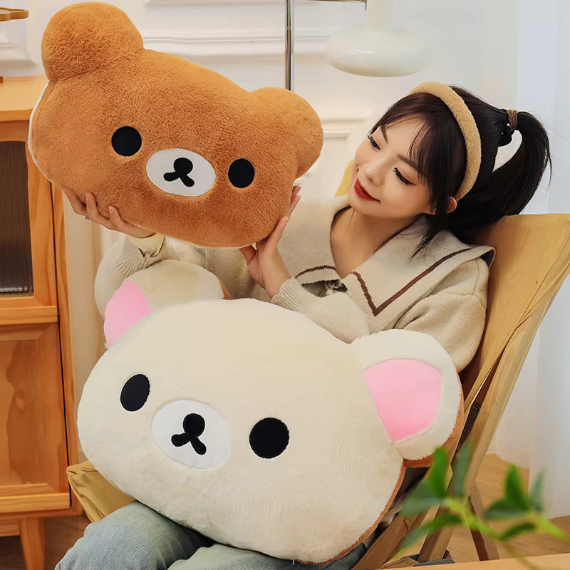Rilakkuma Großkopf-Plüschkissen als weiches Stofftierkissen zur Dekoration für Schlafzimmer und Sofa - Bild 2