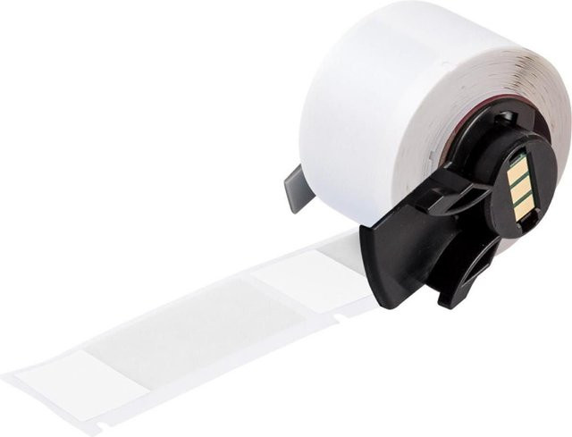 Brady M6-21-427 Selbstlaminierendes Kabelkennzeichnungsetikett aus Vinyl, Weiß/Transparent, Matt, 25,40 x 19,05 mm, für Kabeldurchmesser 6,70 - 14,20 mm, 100 Stück - Bild 1