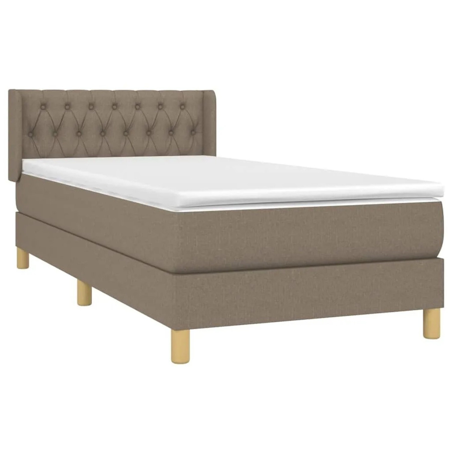 vidaXL Boxspringbett Hybrid mit Matratze und Taschenfederkern in Taupe, B/T/H: 100 x 200 x 78 cm - Bild 2