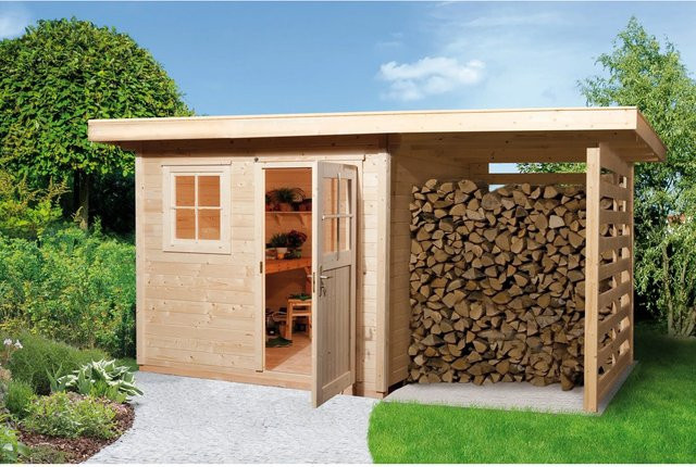 WEKA Gartenhaus 170 A Gr. 3 Holzlagerplatz aus europäischer Fichte mit Flachdach, Beige, B/H/T: 504 x 226 x 300 cm - Bild 1