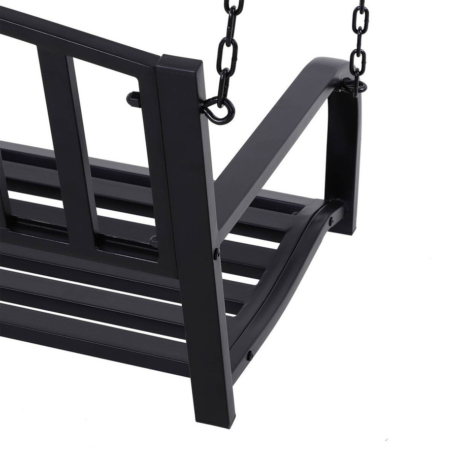 Outsunny Hängebank 2-Sitzer aus Metall mit Auflagen in Schwarz, B/T/H: 127 x 60 x 53 cm - Bild 2