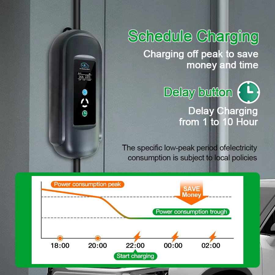 ISIGMA Tragbares EV-Ladegerät Typ 2 16A 11KW für Elektrofahrzeuge und Hybridautos, Schwarz, 10m Kabel - Bild 3