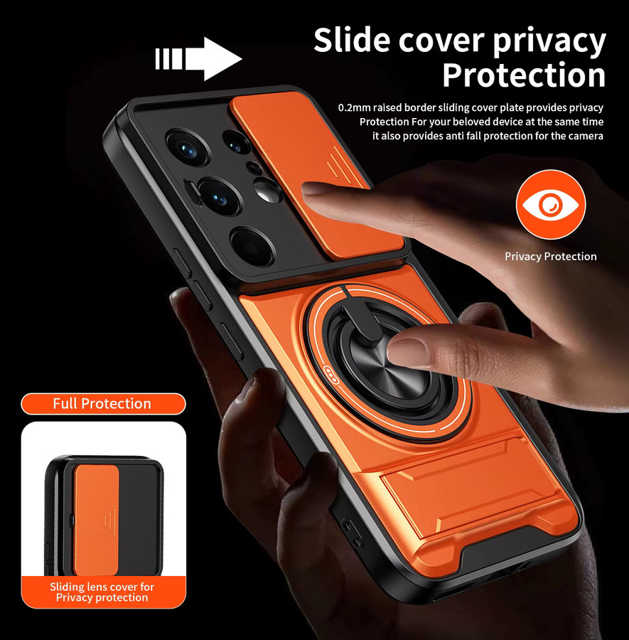 Stoßfeste Panzer-Handyhülle für Tecno Camon 50 40 30 20 Pro, Pova 6 Neo 7 Ultra mit Kameraschutz, Ständer und magnetischer Abdeckung in Orange - Bild 5