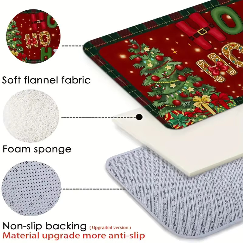 VIKAMA Weihnachtsteppich als weiche und rutschfeste Bodendekoration für Badezimmer und Eingangsbereiche - Bild 3