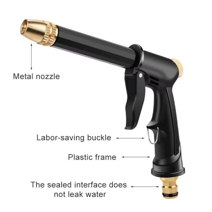 Tragbare Hochdruck-Wasserpistole in Schwarz für Autoreinigung und Gartenbewässerung als Schlauchdüse und Schaumwasserpistole - Bild 2