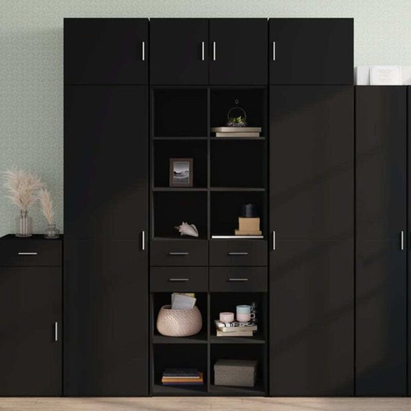 Modernes Highboard vidaXL aus Holzwerkstoff in Schwarz, B/T/H: 70 x 42,5 x 185 cm - Bild 1