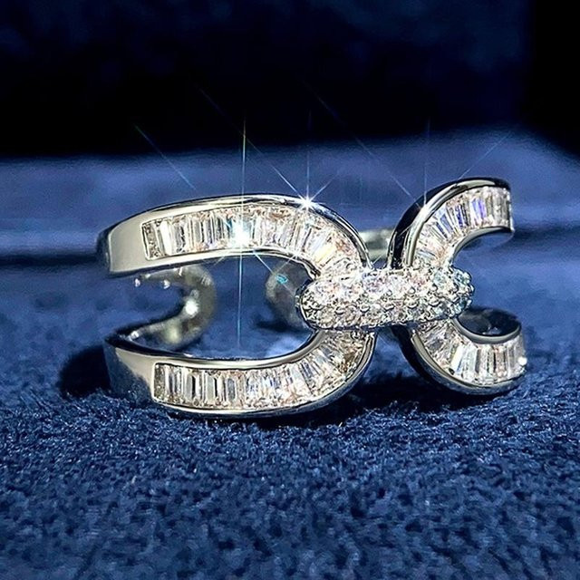 YIRAN Jewelry Fingerring, Kreuz, Zirkonia, Weiß, Messing, Damen - Bild 1