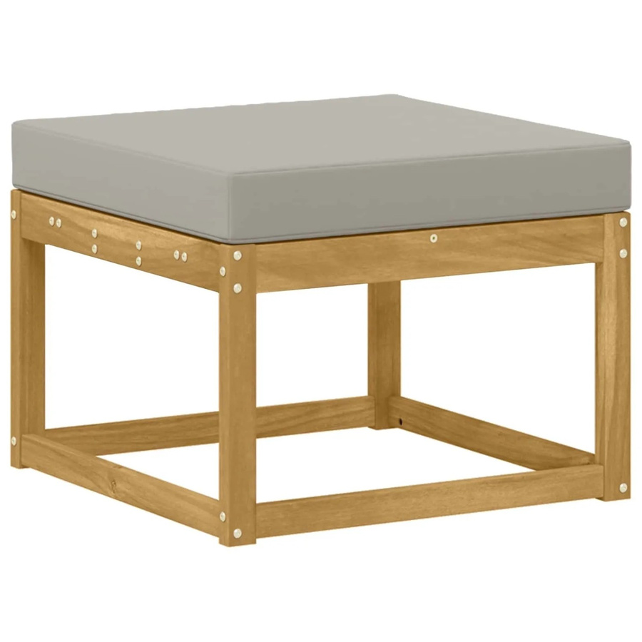 vidaXL Outdoor Hocker aus Akazien-Massivholz in Weiß mit Polsterung - Bild 2