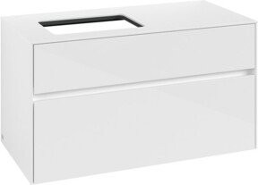 V&B Waschtischunterschrank Collaro in Weiß Hochglanz mit Waschbeckenanschluss links, B/T/H: 100 x 54,8 x 50 cm - Bild 1