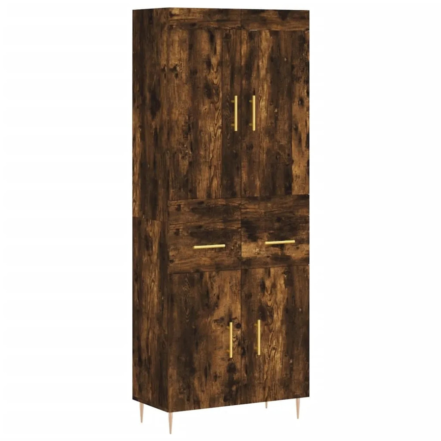 vidaXL Highboard Räuchereiche in Braun aus Holzwerkstoff und Metall, B/T/H: 69,5 x 34,0 x 180,0 cm - Bild 2