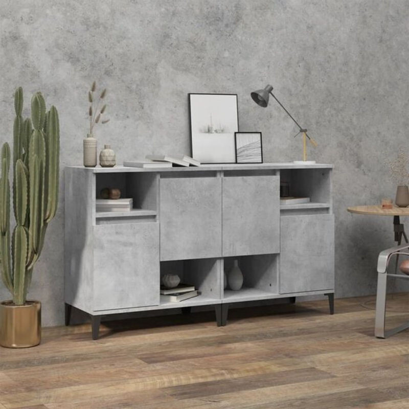 Vidaxl Set aus 2 Sideboards in Grau aus Holzwerkstoff und Metall im modernen Design B/T/H: 60 x 35 x 70 cm - Bild 1