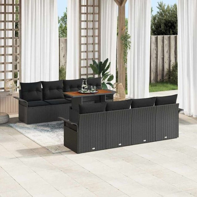 vidaxl Polyrattan Garten-Sofa-Set mit Kissen und Aufbewahrungsbox, 7-teiliges Loungemöbel-Set in Schwarz, B/T/H: 100 x 55 x 73 cm - Bild 1