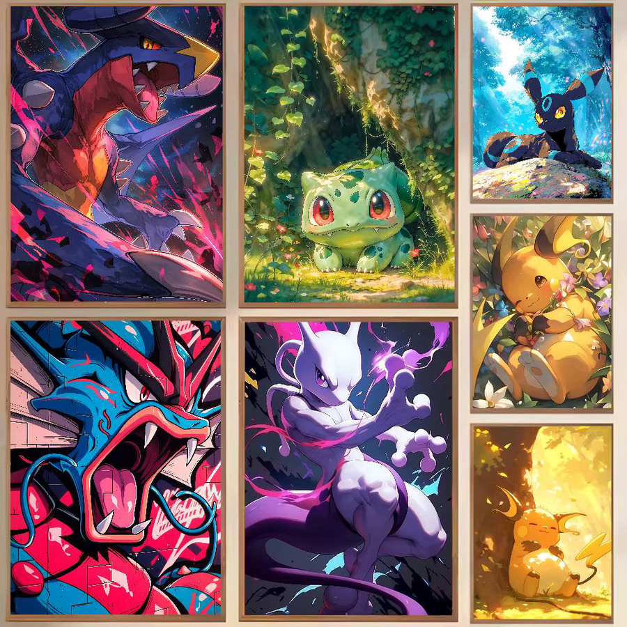 Bandai Pokemon Anime Wandkunst Poster als wasserfester Leinwanddruck in Multicolour - Bild 6