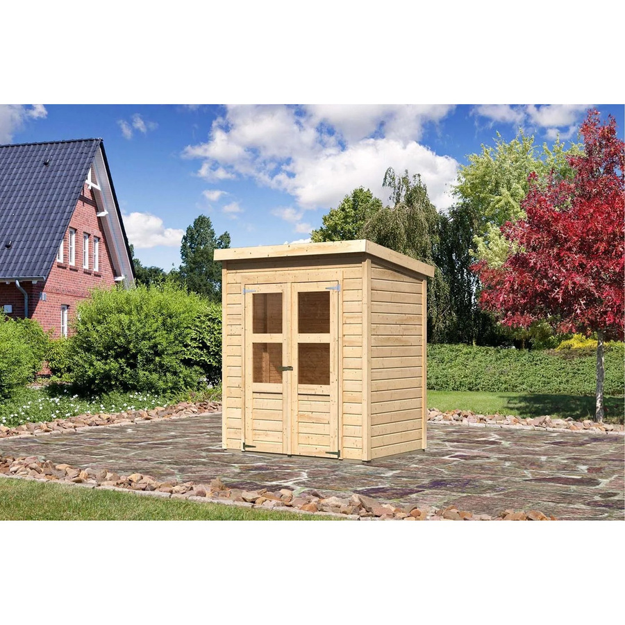 Karibu Holz-Gartenhaus Vellinge in Natur mit Pultdach und modernem Design, B: 178 cm, T: 122 cm, H: 219 cm - Bild 2