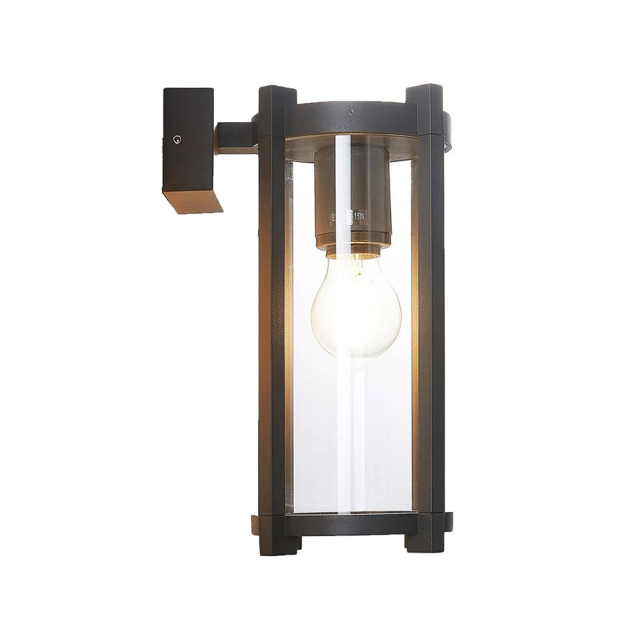Lucande Brienne Wandleuchte Außen Schwarz aus Aluminium und Glas, 1-flammig, E27, IP54, Höhe: 29,5 cm, Breite: 18,5 cm, Tiefe: 13,0 cm - Bild 2