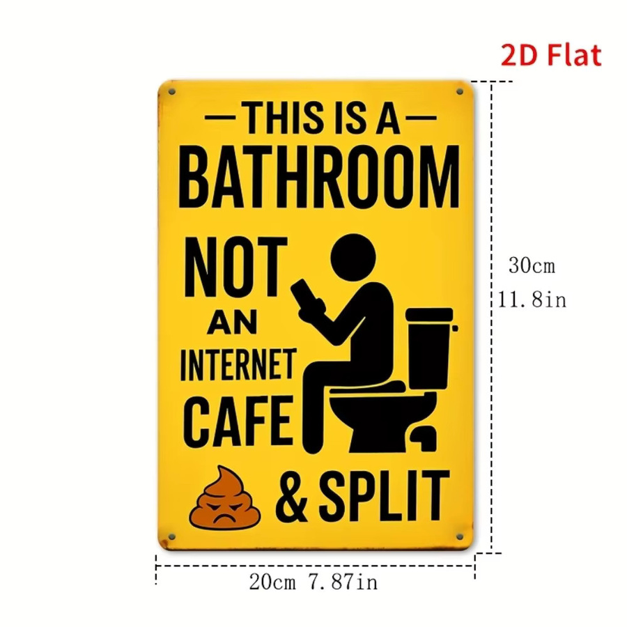 Retro-Blechschild CIFBUY für das Badezimmer This is Bathroom Not Internet Cafe, gelb, B: 20,3 cm, H: 30,5 cm - Bild 2
