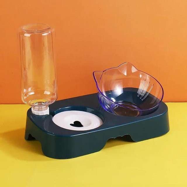 Automatischer Futterspender und Trinkbrunnen für Hunde und Katzen mit erhöhtem Stand in Blau von Yiran Furniture - Bild 1