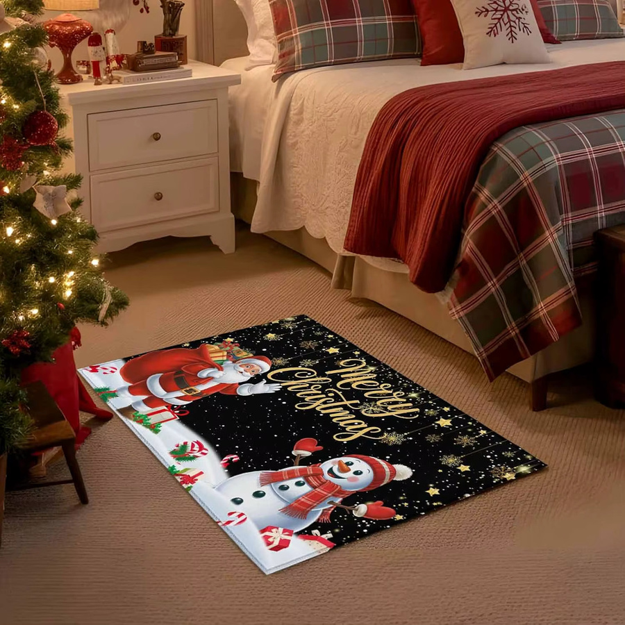 VIKAMA Weihnachtliche Fußmatte mit Weihnachtsmann und Schneemann, rutschfest, Mehrfarbig, B/T: 60 x 40 cm - Bild 5