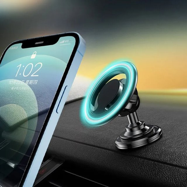 Magnetischer Autotelefonhalter für Apple MagSafe mit Lüftungsgitter-Clip in Schwarz oder Silber, Handyhalterung für iPhone 16, 15, 14, 13 - Bild 1